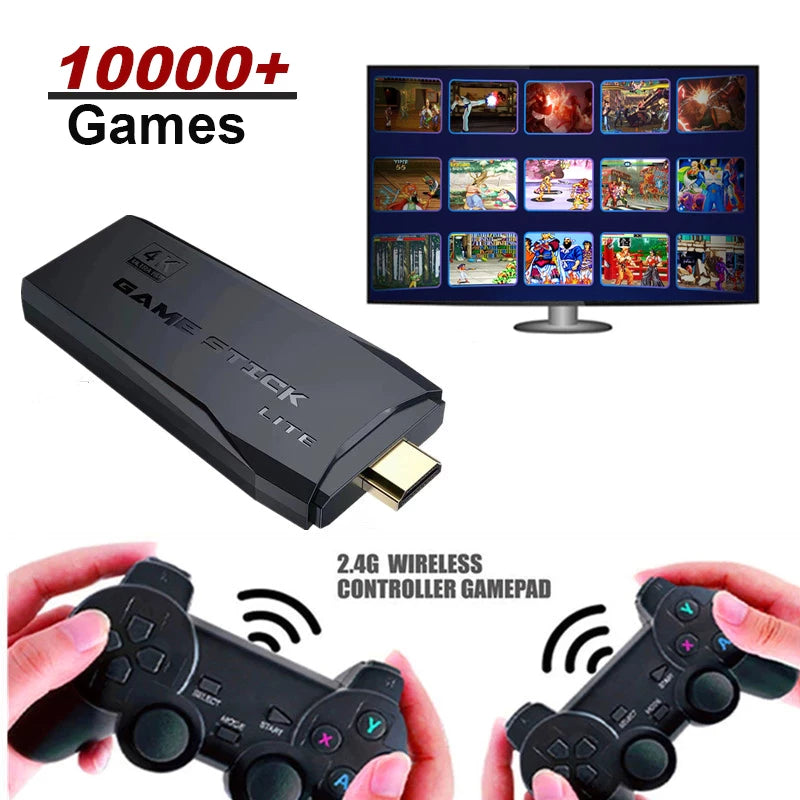 Video Game Stick 4k 10mil Jogos Retro 2 Controles Sem Fio Console Portatil Jogos Retro Antigo Original Envio Imediato